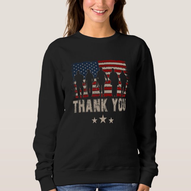 Patriotic American Flag Thank You For Men Women Ki Sweatshirt (Front)