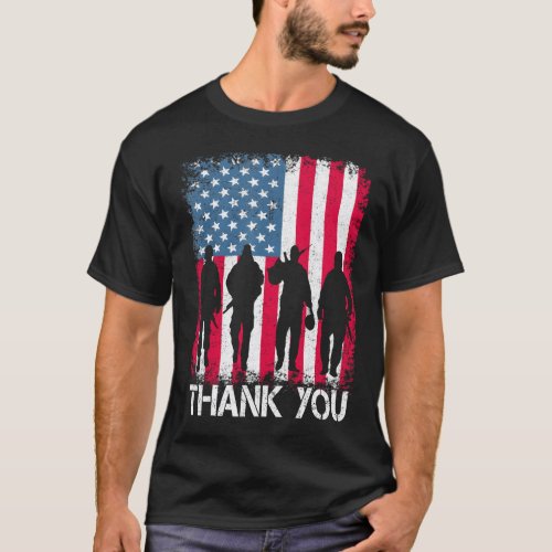 Patriotic American Flag Thank You For Men Women  T_Shirt