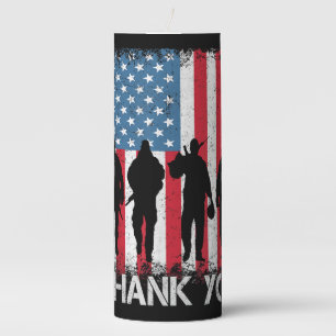 Patriotic American Flag Thank You For Pillar Candle