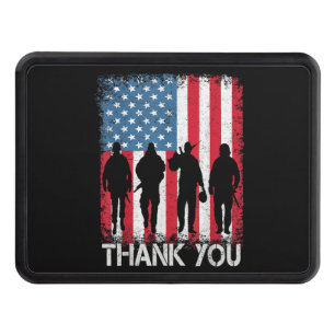 Patriotic American Flag Thank You Hitch Cover
