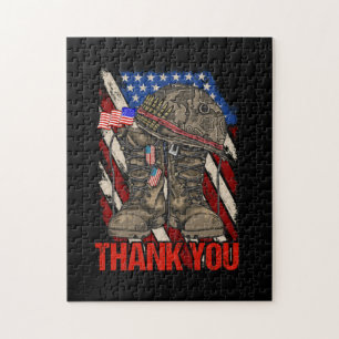 Patriotic American Flag Thank You Jigsaw Puzzle