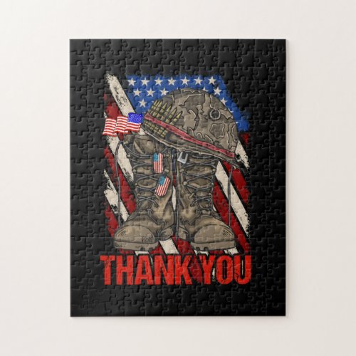 Patriotic American Flag Thank You Jigsaw Puzzle