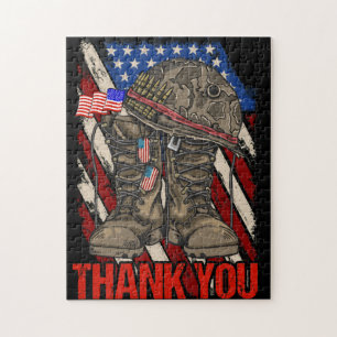 Patriotic American Flag Thank You Jigsaw Puzzle