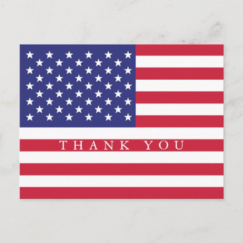 Patriotic American Flag Thank You Postcard