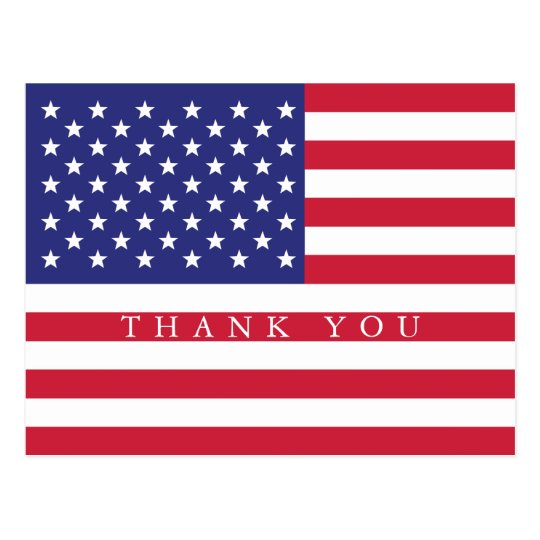 Patriotic American Flag Thank You Postcard | Zazzle.com