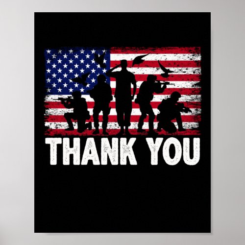 Patriotic American Flag Thank You Poster