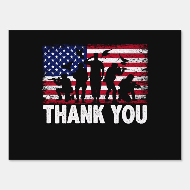 Patriotic American Flag Thank You Sign (Front)