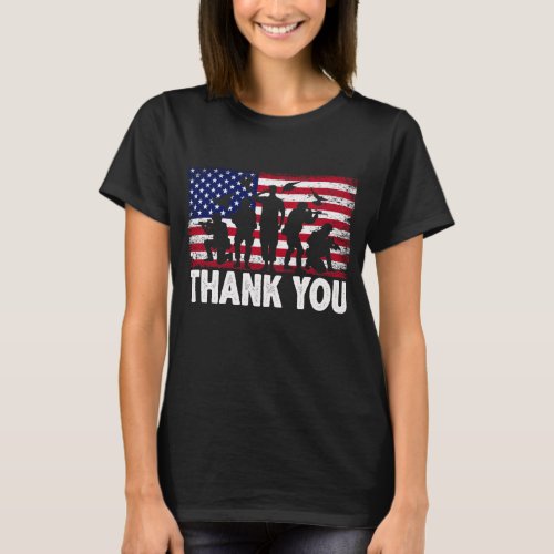Patriotic American Flag Thank You T_Shirt