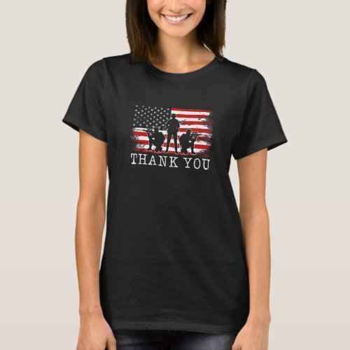 Patriotic American Flag Thank You Veterans For Men T_Shirt