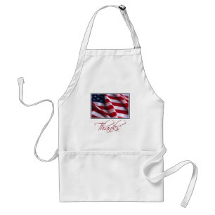 Patriotic American Flag Thanks in Red Adult Apron