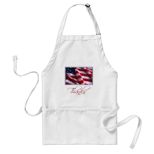 Patriotic American Flag Thanks in Red Adult Apron (Front)