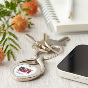 Patriotic American Flag Thanks in Red Keychain
