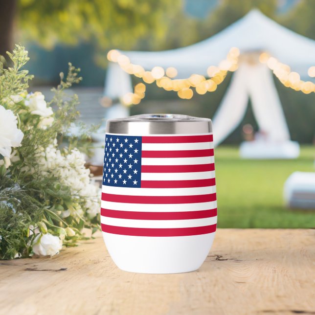 Patriotic American Flag Thermal Wine Tumbler (Wedding (Rotated))