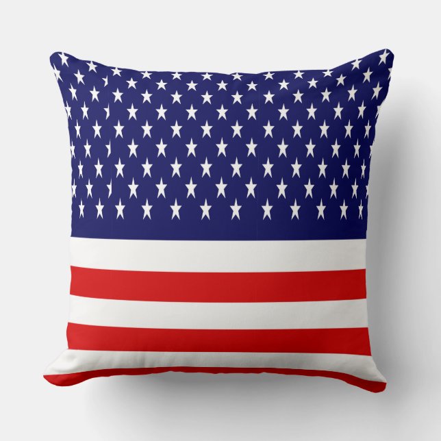 Patriotic American Flag Throw Pillow (Front)