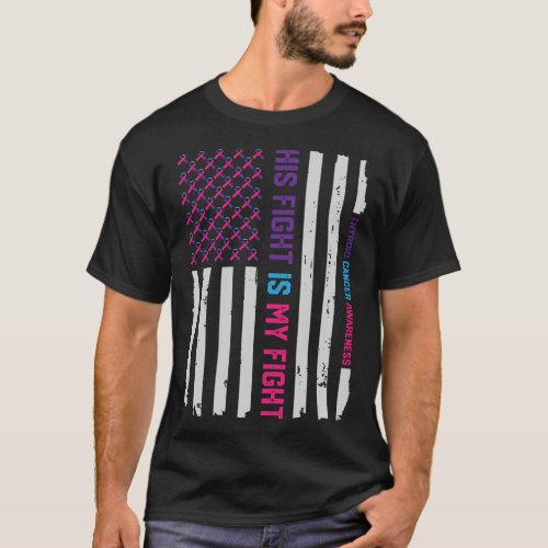 Patriotic American Flag Thyroid Cancer Awareness T_Shirt