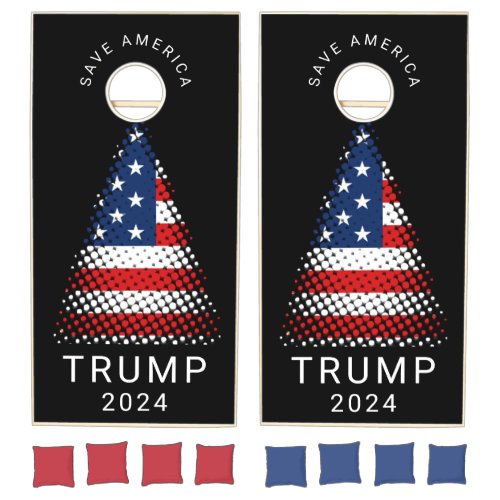 Patriotic American Flag Trump 2024 Cornhole Set