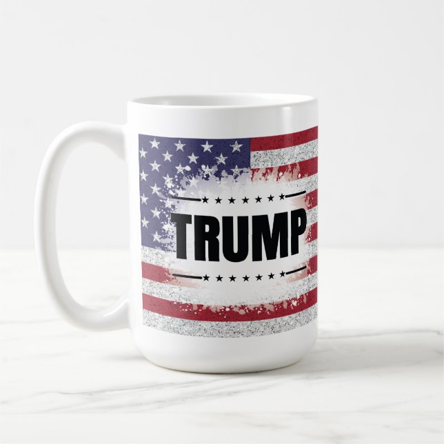 Patriotic American Flag Trump  Coffee Mug (Left)
