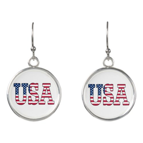 Patriotic American Flag USA Earrings