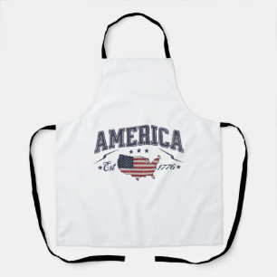 Patriotic American Flag USA Est 1776 4th of July A Apron