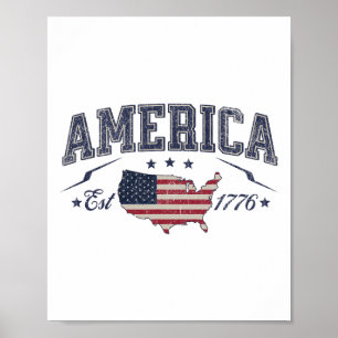 Patriotic American Flag Usa Est 1776 4th Of July A Poster