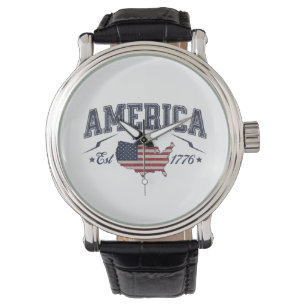 Patriotic American Flag USA Est 1776 4th of July A Watch