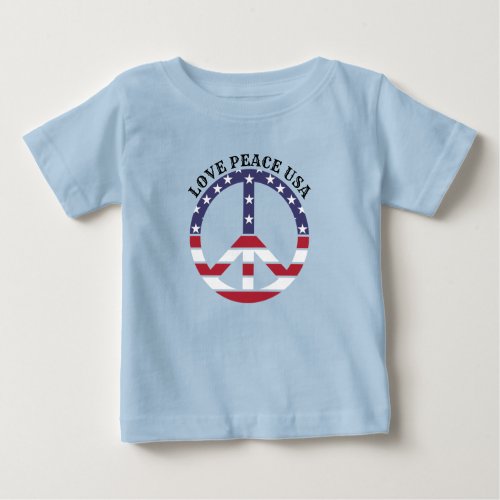 Patriotic American Flag USA Love Peace Sign Baby T_Shirt