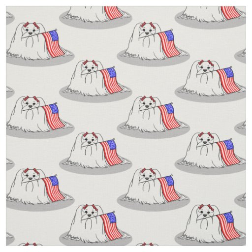 Patriotic American Flag USA Maltese Dog - Cute Fabric