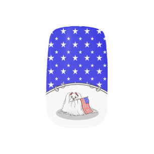 Patriotic American Flag USA Maltese Dog - Cute Minx Nail Art