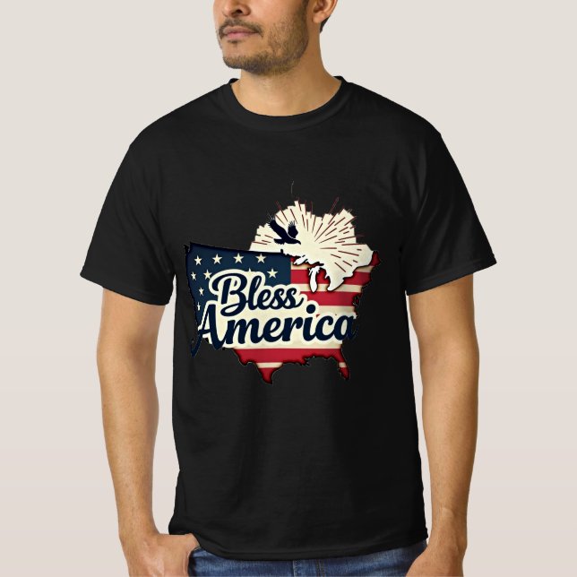 Patriotic American Flag USA Map T-Shirt (Front)