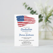 Patriotic American Flag Usa Military Graduation  Invitation Postcard (Standing Front)