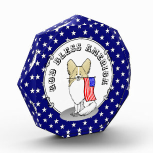 Patriotic American Flag USA Papillon (lemon) Cute Acrylic Award