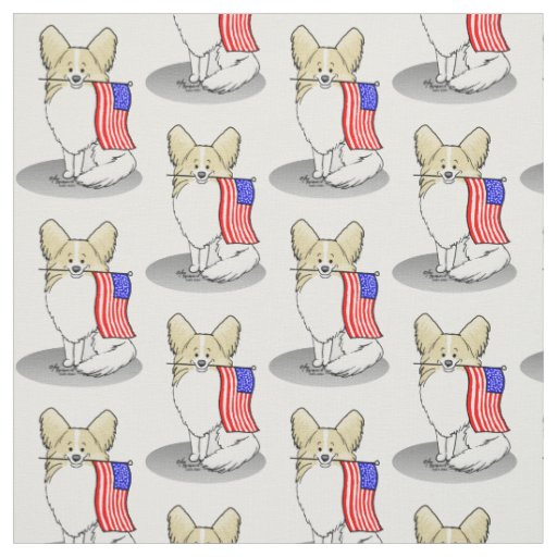 Patriotic American Flag USA Papillon (lemon) Cute Fabric