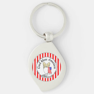 Patriotic American Flag USA Papillon (lemon) Cute Keychain