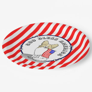 Patriotic American Flag USA Papillon (lemon) Cute Paper Plates