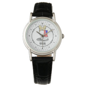 Patriotic American Flag USA Papillon (lemon) Cute Watch