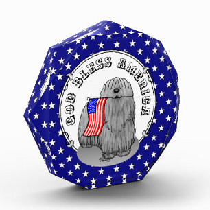 Patriotic American Flag USA Puli Dog (gray) Cute Acrylic Award