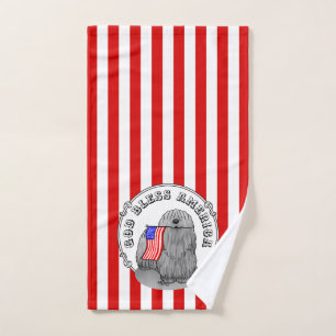 Patriotic American Flag USA Puli Dog (gray) Cute Bath Towel Set