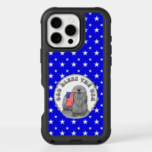 Patriotic American Flag USA Puli Dog (gray) Cute iPhone 16 Pro Max Case