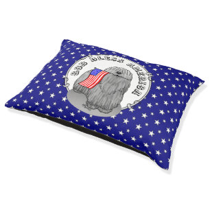 Patriotic American Flag USA Puli Dog (gray) Cute Pet Bed