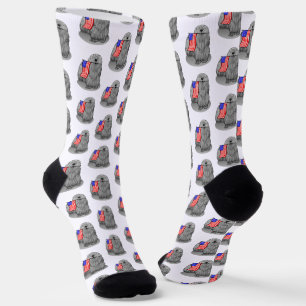 Patriotic American Flag USA Puli Dog (gray) Cute Socks