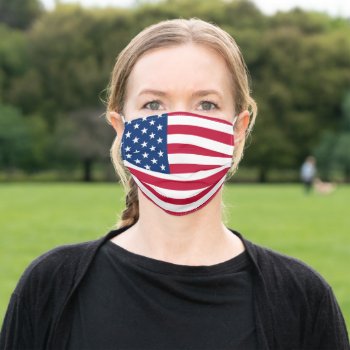 Patriotic American Flag Usa Stars And Stripes Adult Cloth Face Mask by Classicville at Zazzle