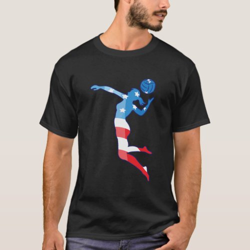 Patriotic American Flag Volleyball 4Th Of July T_Shirt