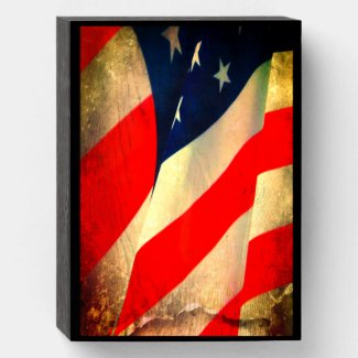 Patriotic American Flag Wall Art - Wooden Box Sign