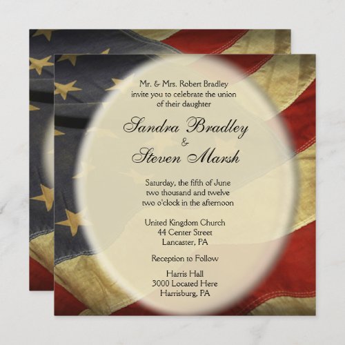 Patriotic American Flag Wedding Invitation