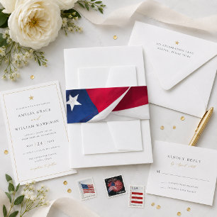 PATRIOTIC American Flag Wedding Invitation Belly Band
