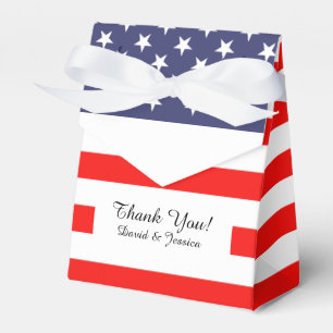 Patriotic American flag wedding party favor box