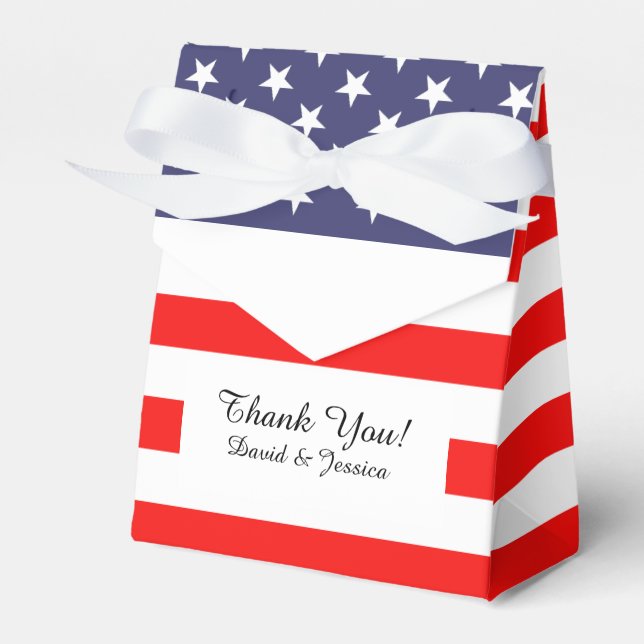 Patriotic American flag wedding party favor box (Front Side)