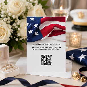 PATRIOTIC American Flag Wedding QR code Reply Card
