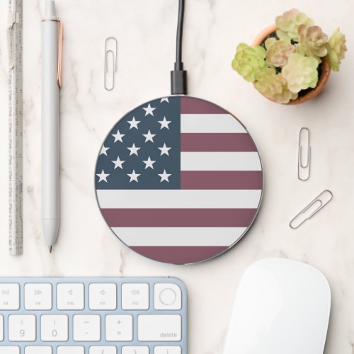 Patriotic American flag wireless phone charger