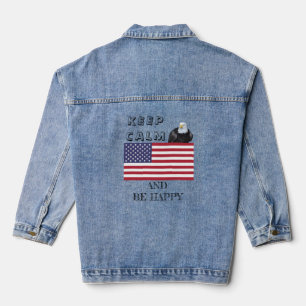 Patriotic American Flag with Bald Eagle Denim Jacket
